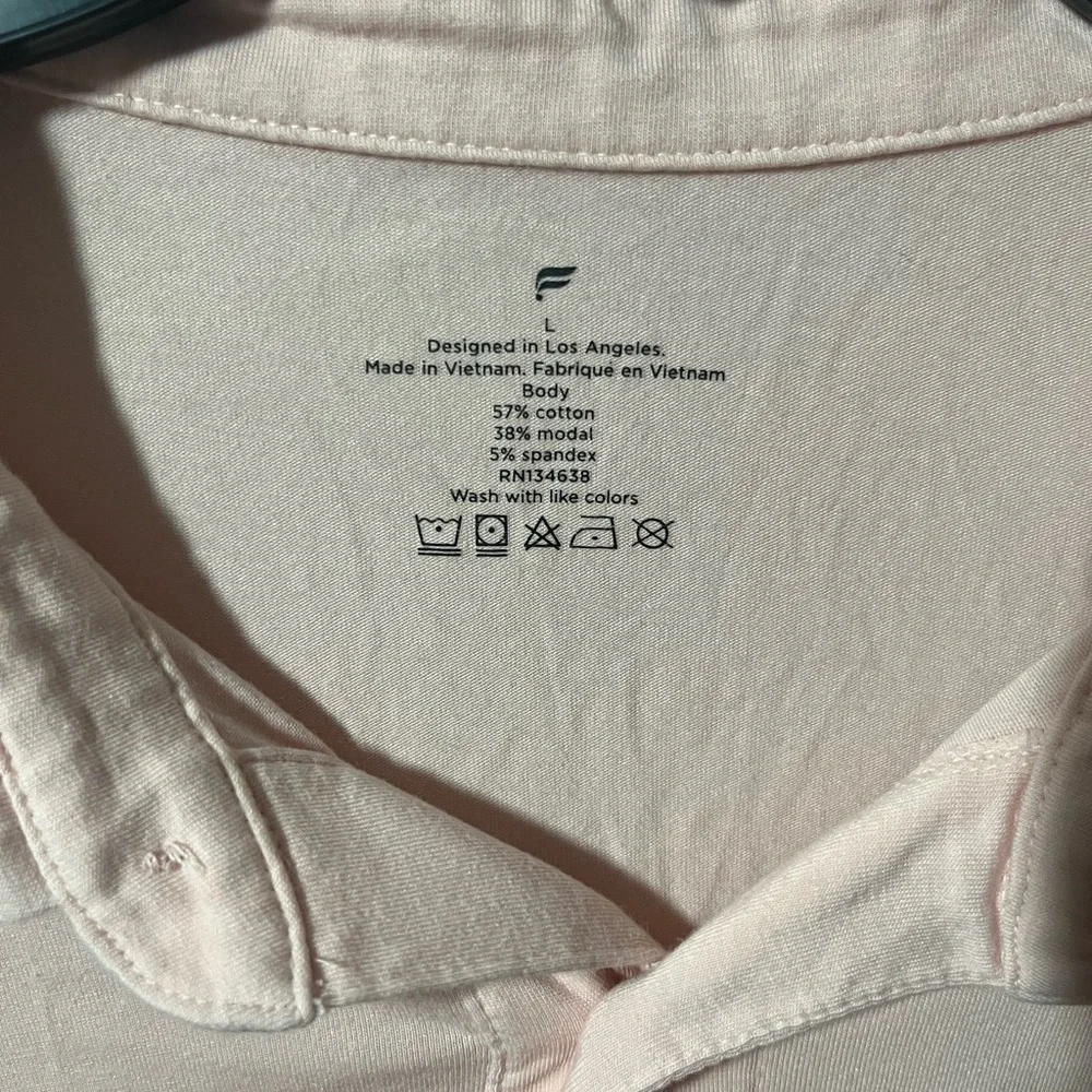Men’s Pink Fabletics Short Sleeve Polo Lightweight Shirt Size L - Breathable
